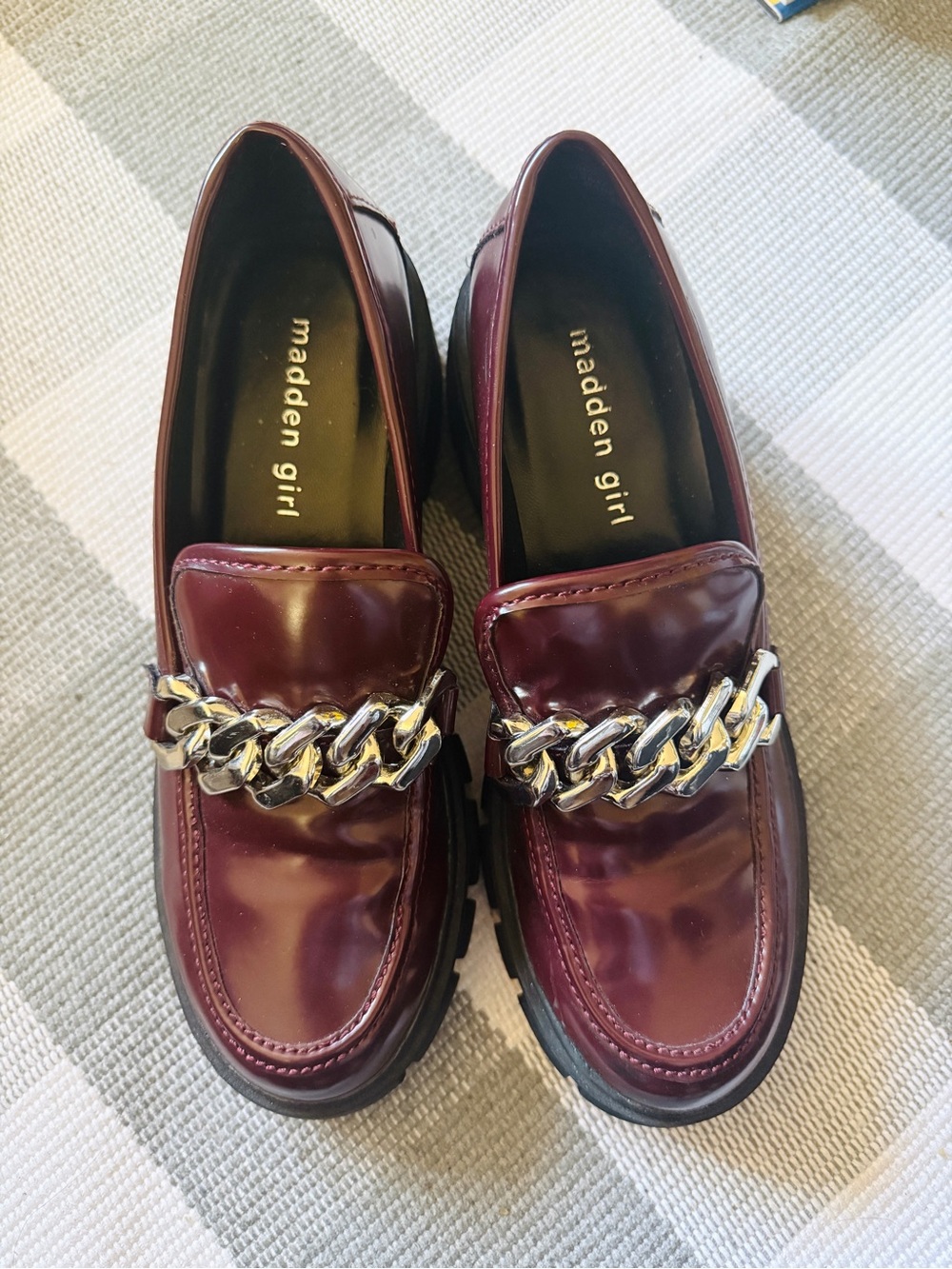 Women Madden Girl burgundy loafers shoes size 7.5M